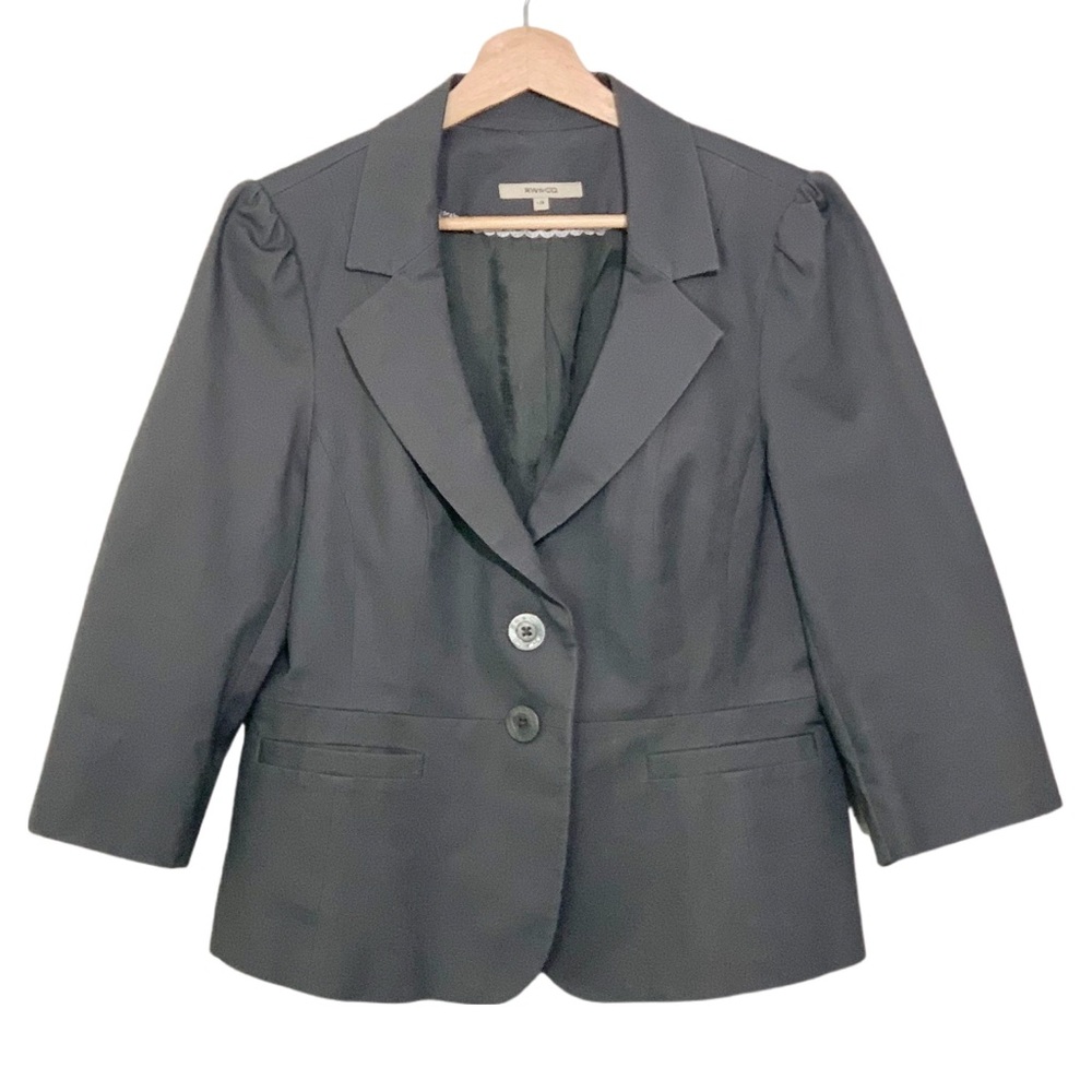 RW & Co Gray Blazer 3/4 Puff Sleeve Size
Large 2 Buttons Casual Career Church